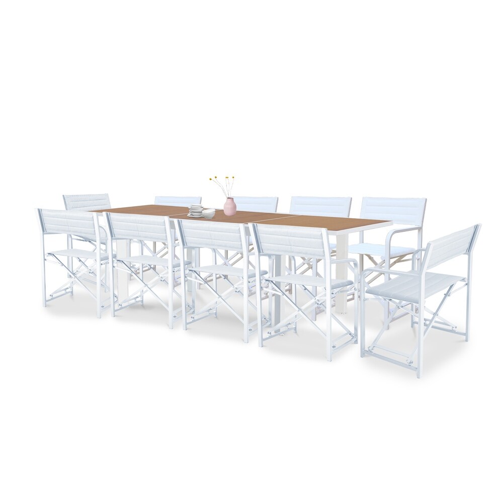 Aoodor Outdoor 6 10 Person Aluminum Patio Extendable Dining Table  Rectangular Table   Chairs