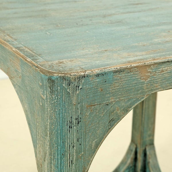 Artissance Versatile Peking Ming Side Table With Weathered Soft Aqua Wash， 24 Inch Tall