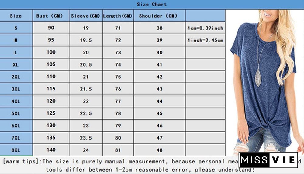 Plus Size S-8XL Fashion Women Spring Summer Short Sleeve T-shirt Ladies Solid Color Blouses Casual Round Neck Shirt Loose Tunic Tops Irregular Cotton Tops