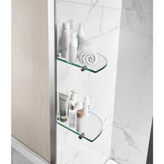 ANZZI Galleon 48 in. x 58 in. Frameless Hinged Tub Door with TSUNAMI GUARD in Brushed Nickel SD-AZ054-01BN