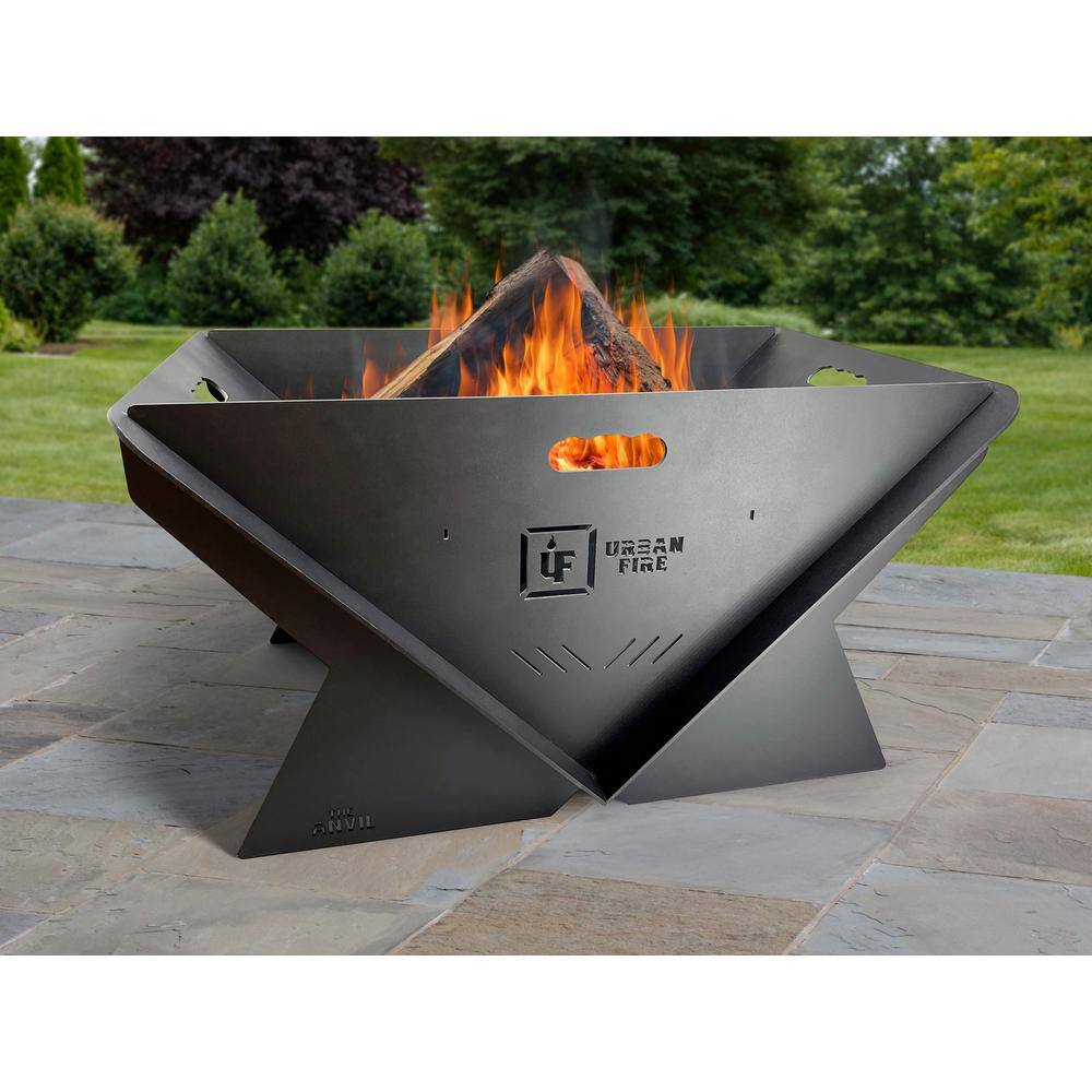 URBAN FIRE The Anvil 16 in. Black Corten Steel Fire Pit AFP-CBN