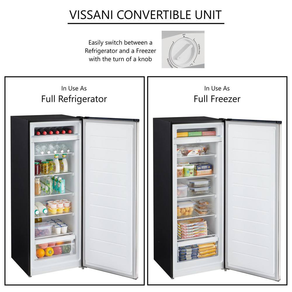 Vissani 7 cu. ft. Convertible Upright FreezerRefrigerator in Stainless Steel Garage Ready MDUFC7SS