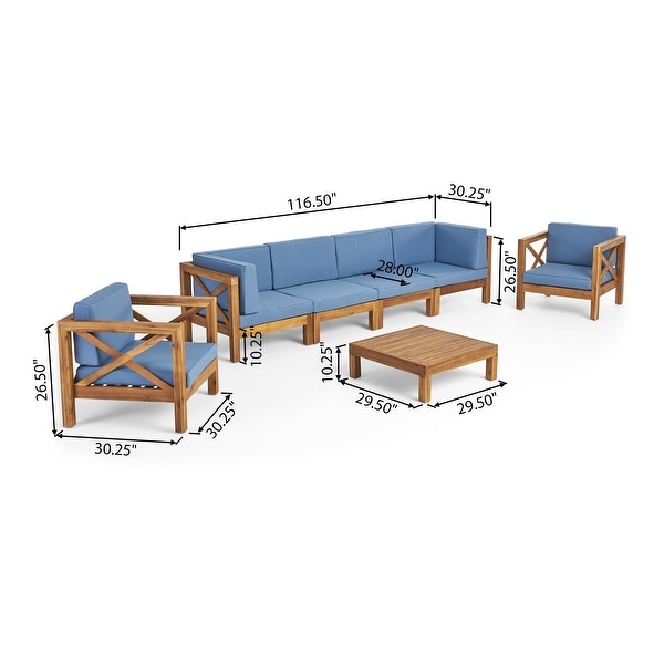 Brava Outdoor Acacia Wood 7piece Chat Set by Christopher Knight Home