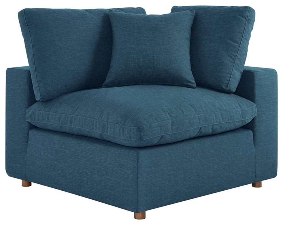 Modway Commix 4 Piece Polyester Fabric Sectional Sofa Set in Azure   Transitional   Sofas   by Homesquare  Houzz