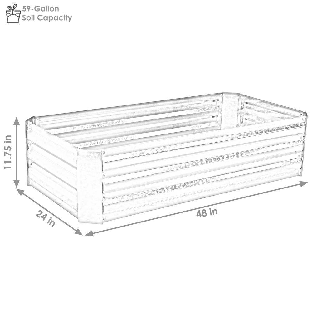 Sunnydaze Decor 48 in. Rectangle Woodgrain Galvanized Steel Raised Bed HB-536