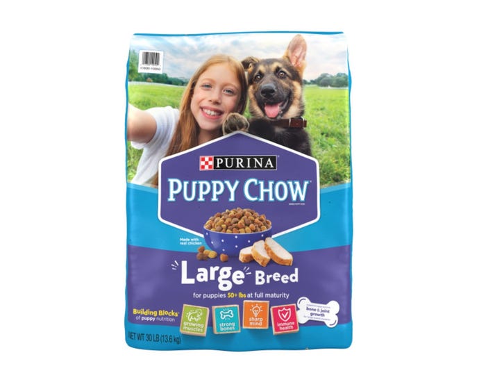 Purina Puppy Chow High Protein Large Breed Dry Puppy Food， With Real Chicken， 30 lb. Bag