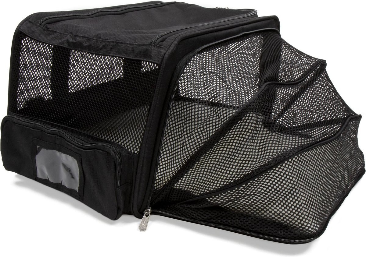 Sherpa Airline Approved Expandable Cat and Dog Travel Carrier， Black， Medium