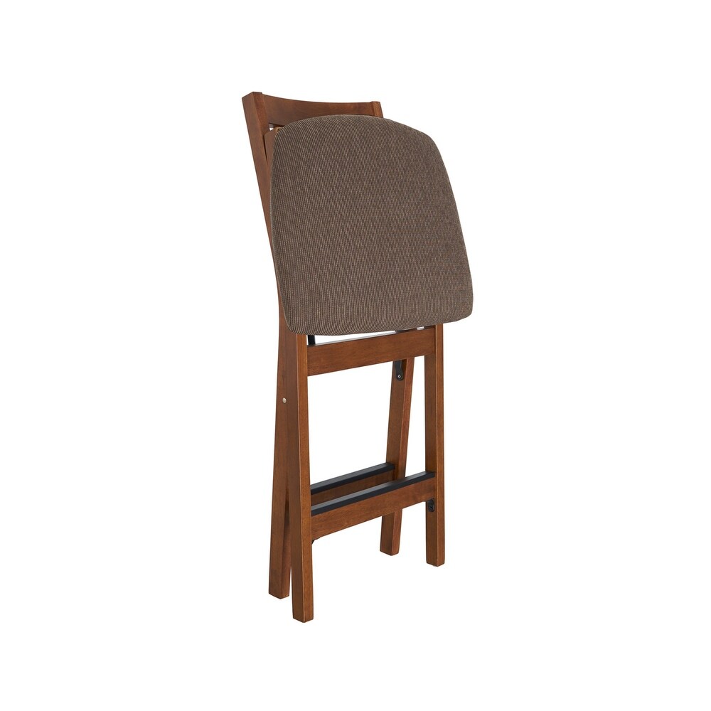 MECO Stakmore Fabric Upholstered Seat Folding Counter Stools  Espresso (2 Pack)   30.3