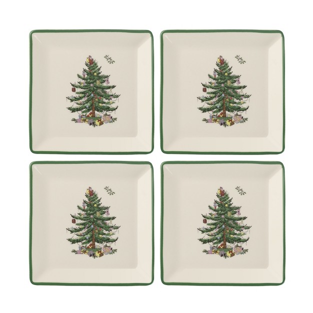 Spode Christmas Tree Square 5 Inch Tidbit Plates Set Of 4 5 Inch