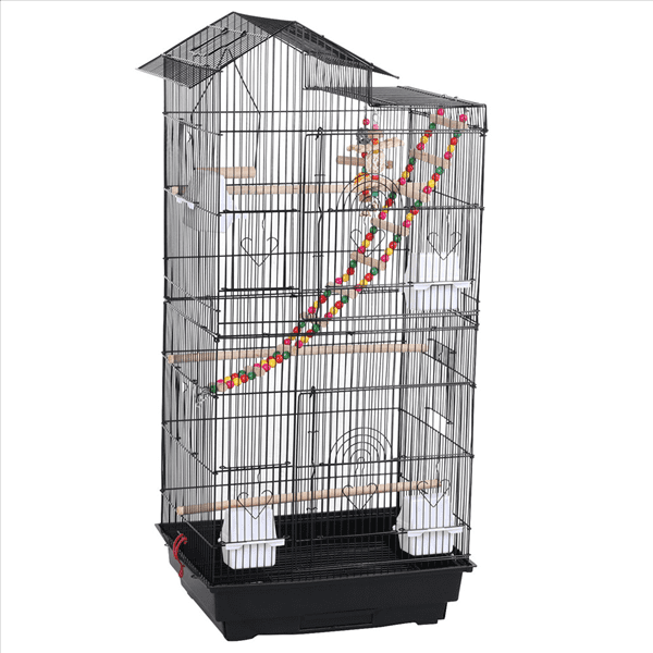 Yaheetech 39''H Roof Top Large Metal Bird Cage Parrot Cockatiel Conure Parakeet Budgie Finch Lovebird Pet Bird Cage w/Toys