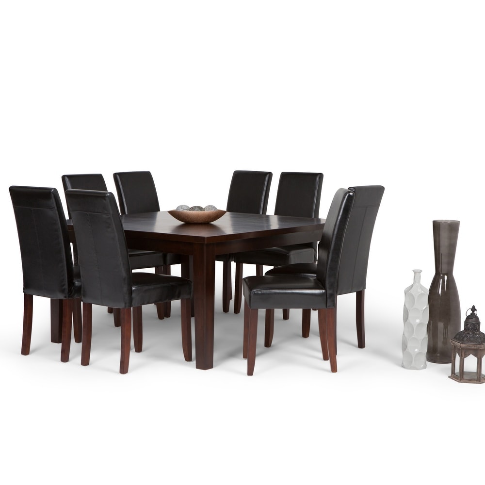 WYNDENHALL Normandy Transitional 9 Pc Dining Set with 8 Upholstered Parson Chairs and 54\