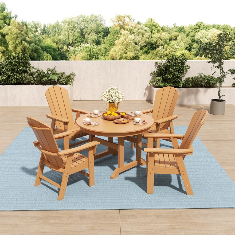 Laguna 5 Piece Round Poly Eco Friendly  Weather Outdoor Dining Set with Armchairs