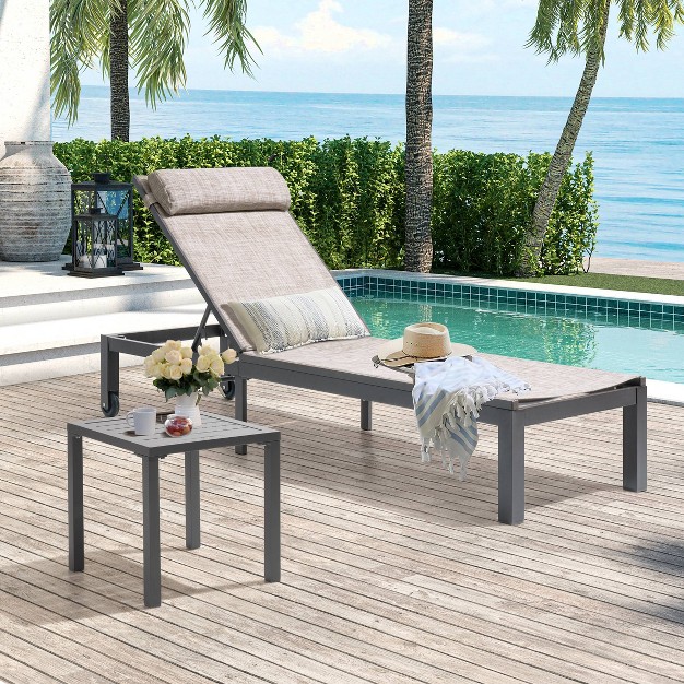 Outdoor Aluminum Square Side Table Gray Crestlive Products