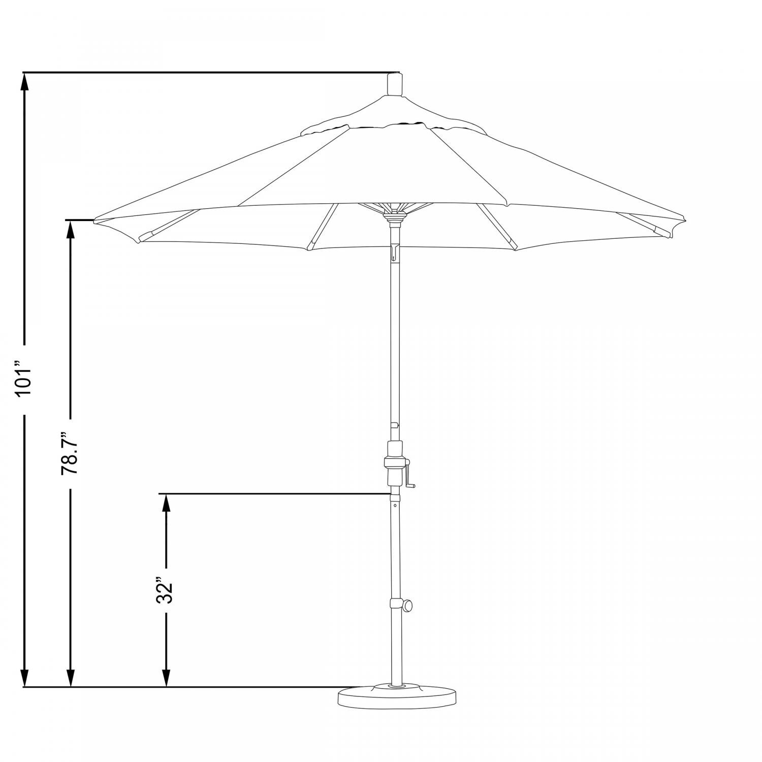 California Umbrella 9 Ft. Octagonal Aluminum Collar Tilt Patio Umbrella W/ Crank Lift and Aluminum Ribs