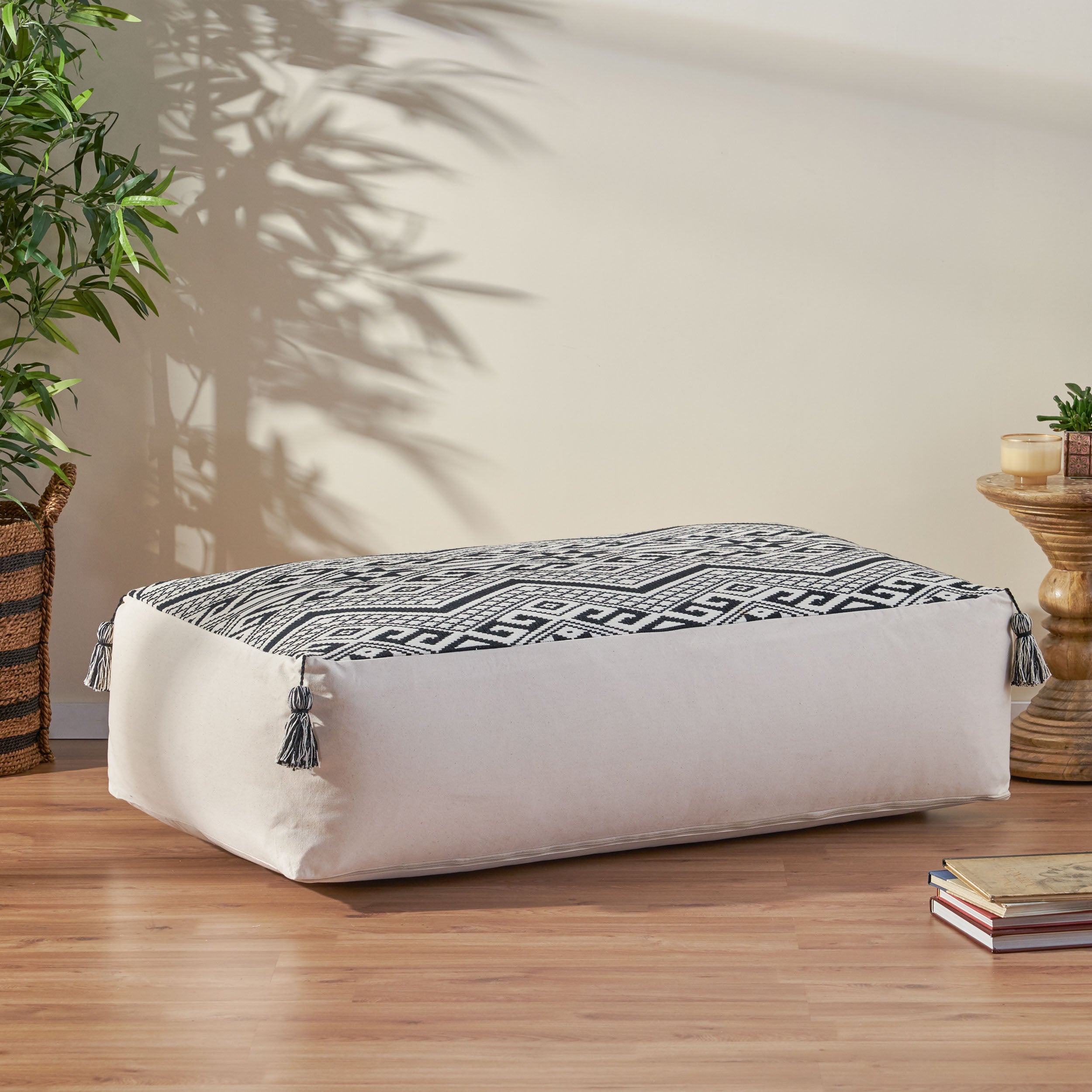 Leilana Boho Rectangular Bean Bag Ottoman