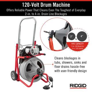 RIDGID K-400 Drain Cleaning Snake Auger 120-Volt Drum Machine with C-45IW 12 in. x 75 ft. Cable + 4-Piece Tool Set  Gloves 26998