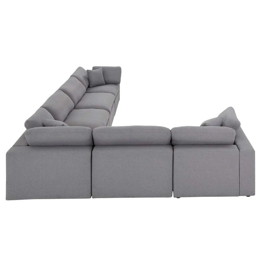 Anka Grey Linen Down Filled Cushioned 6 Seat Sectional Sofa by iNSPIRE Q Modern