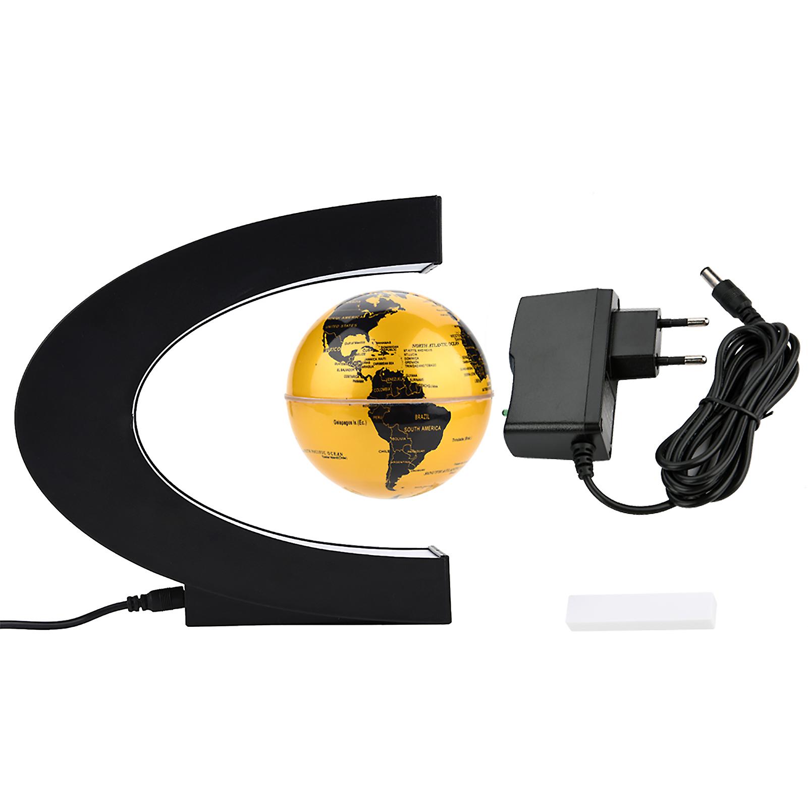 Floating Globe Magnetic Levitation Rotating Globe With Colorful Led Light (eu Plug Golden)