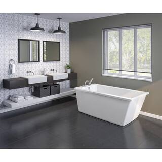 MAAX Elinor 60 in. Fiberglass End Drain Non-Whirlpool Flatbottom Freestanding Bathtub in White 106426-000-002-100