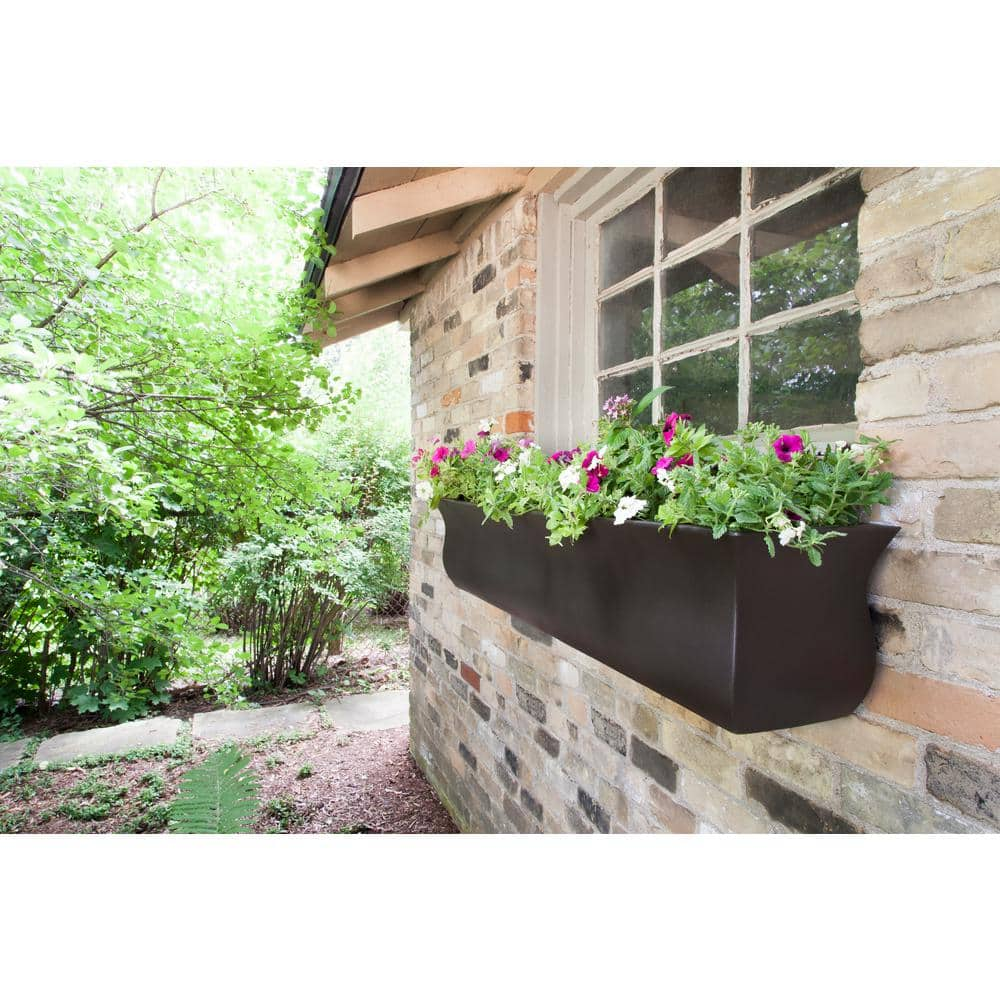 Mayne Valencia 48 in. x 10 in. Espresso Polyethylene Window Box 5872-ES