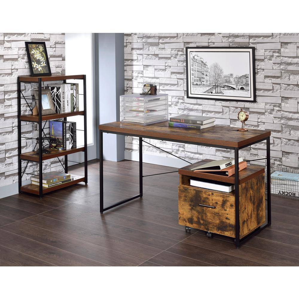 Acme Furniture 47 in. Rectangular Weathered Oak Writing Desks with Metal Frame 92396