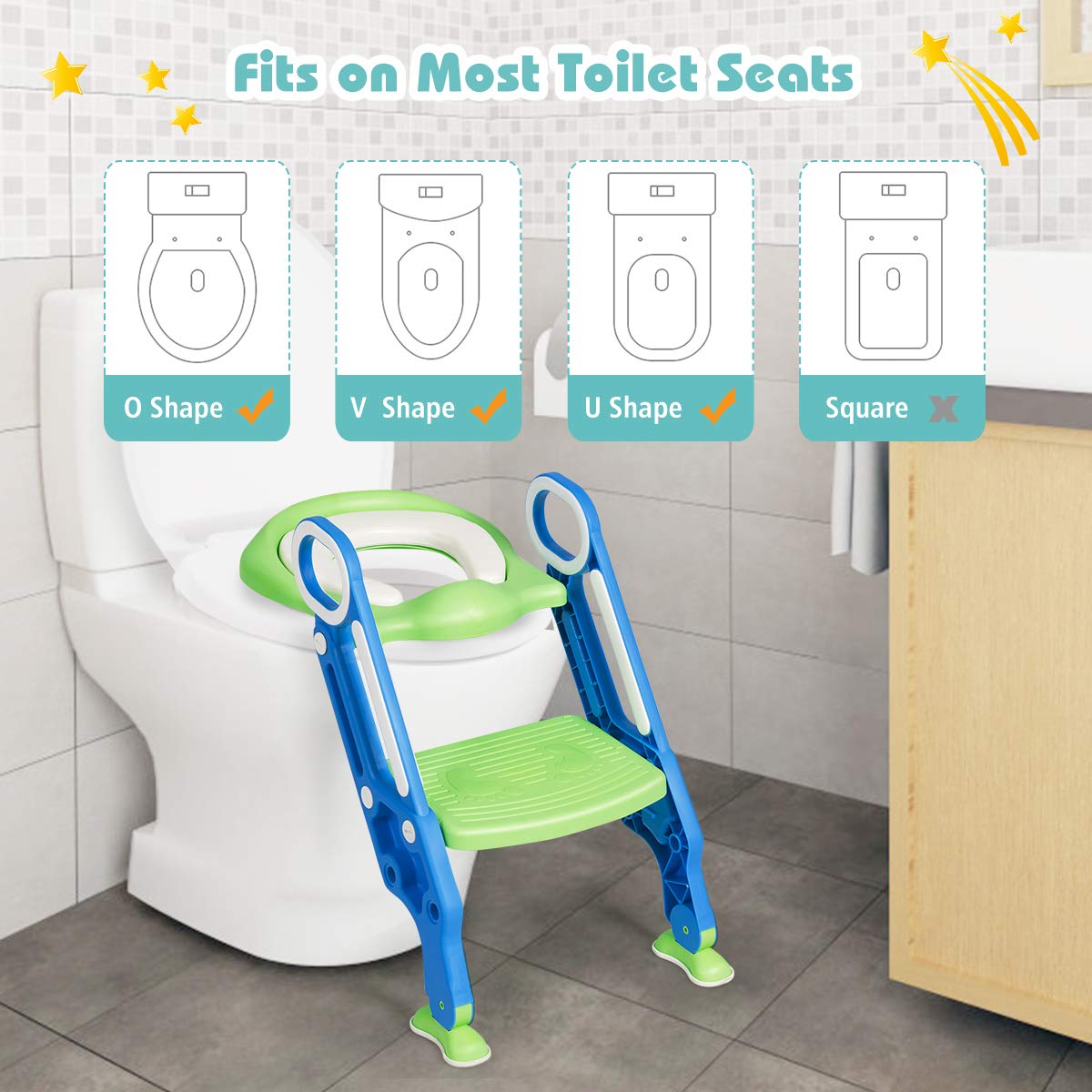 Kids Portable Potty Training Toilet Seat w/Step Stool Ladder