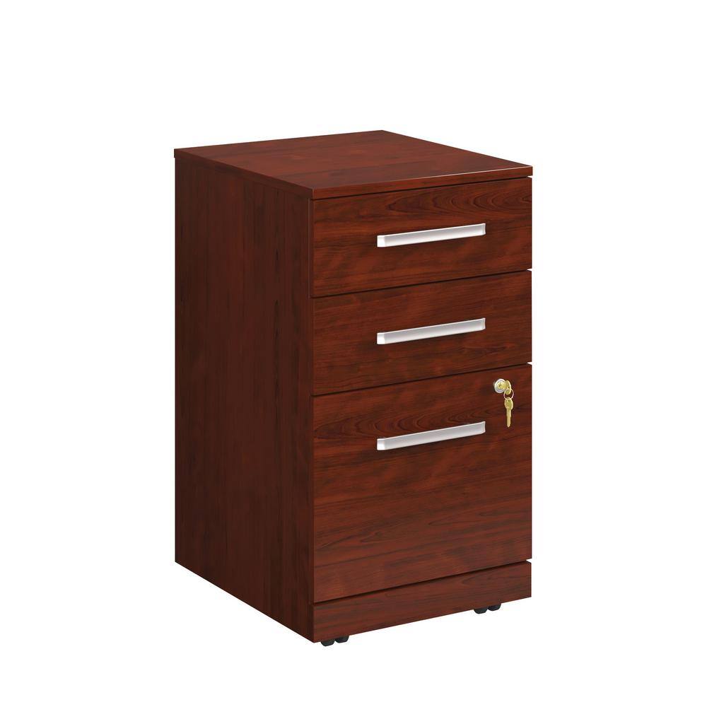 Affirm Classic Cherry Decorative Lateral File Cabinet with 3-Drawers and Hidden Casters (Comes Assembled) 426268