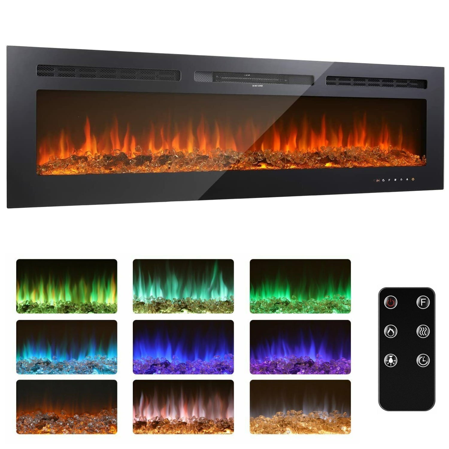 Increkid 60" Wall Mounted Electric Fireplace with Touch Screen & Remote Control