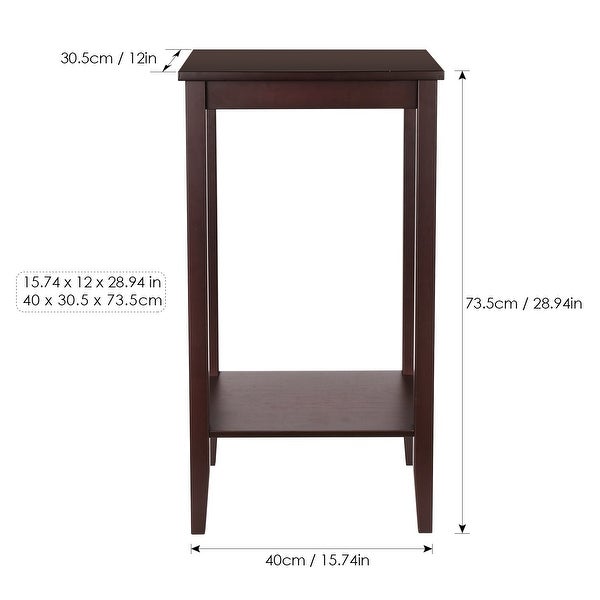 End Table Nightstand for Bedroom 2-Tier Sofa Table for Living Room， Dark Brown Finish