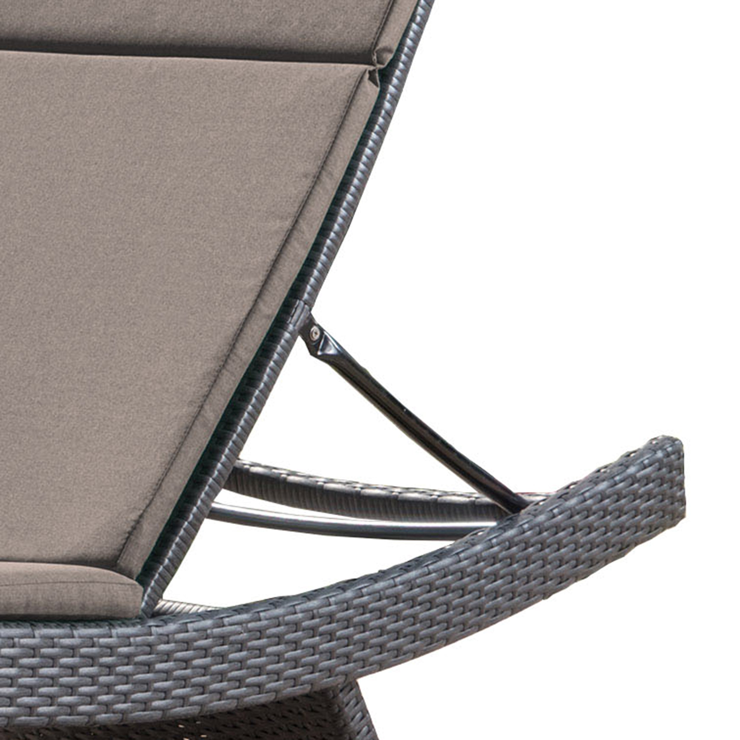 Nassau Outdoor Grey Wicker Adjustable Chaise Lounge with Cushion