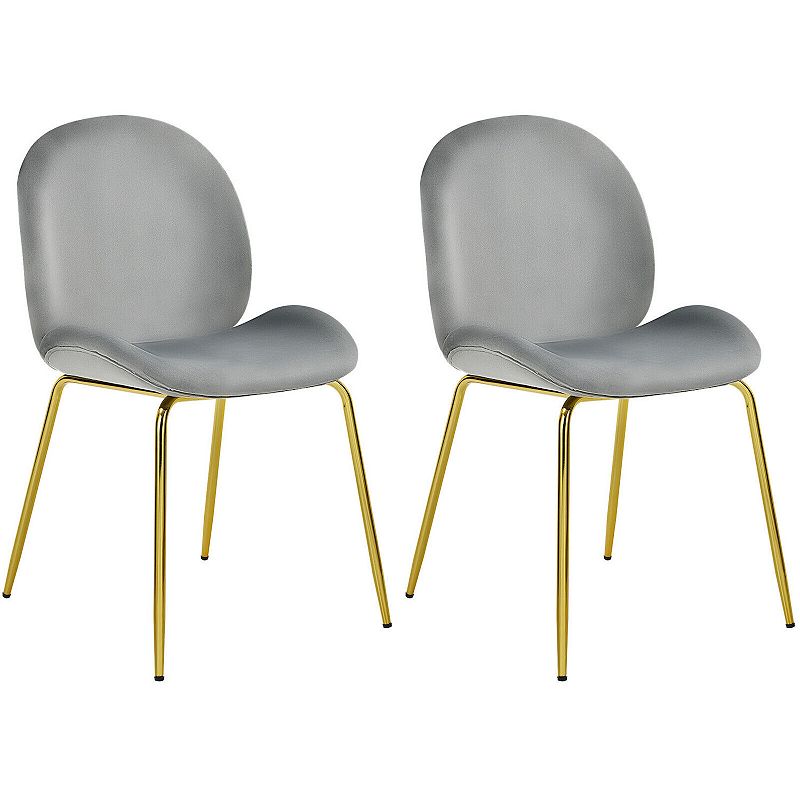 Set of 2 Velvet Accent Chairs with Gold Metal Legs