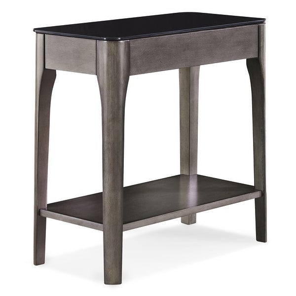 Copper Grove Hemer Narrow End Table with Black Glass Top