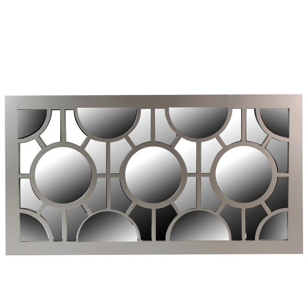 Metallic Gray Rectangular Geometric Wall Mirror