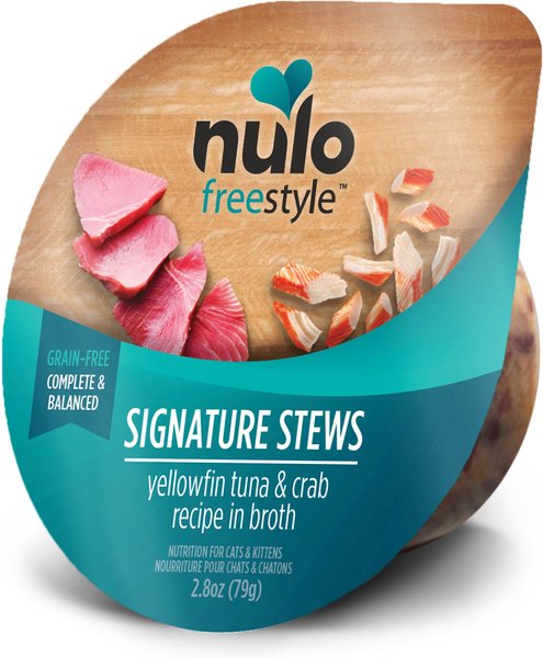 Nulo FreeStyle YellowfinTuna and Crab Stew Wet Cat Food， 2.8-oz pouch， case of 24