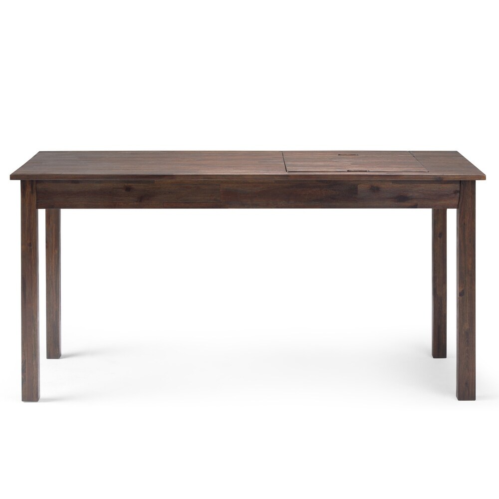 WYNDENHALL Garret SOLID ACACIA WOOD Rustic 60 inch Wide Desk in Distressed Charcoal Brown