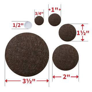 Everbilt Assorted Self-Adhesive Round Furniture Sliders Felt Pads for Hard Floors and Surface Bumpers Value Pack (108-Piece) 4760444EV