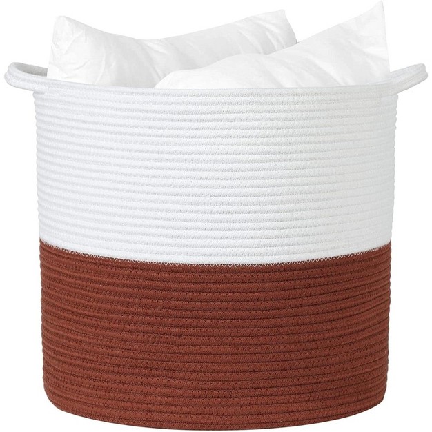 Midlee Rust amp White Rope Toys Basket