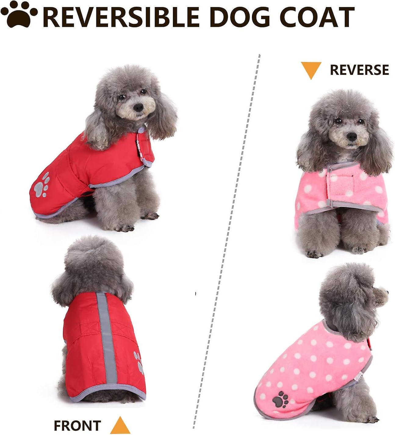 Cold Weather Dog Coats Loft Reversible Winter Fleece Dog Vest Waterproof Pet Jacket Available  small Sizes Red