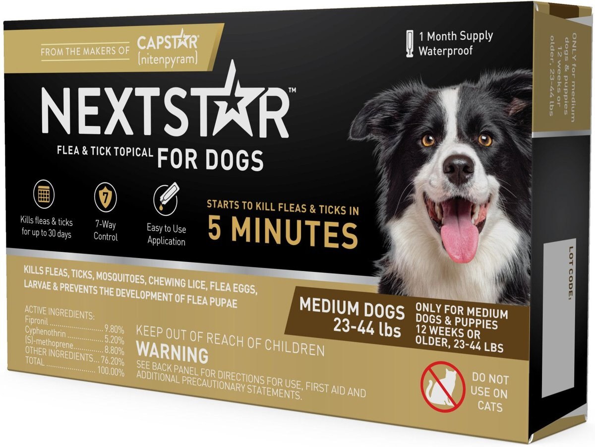 NextStar Flea and Tick Spot Treatment for Medium Dogs， 23-44 lbs