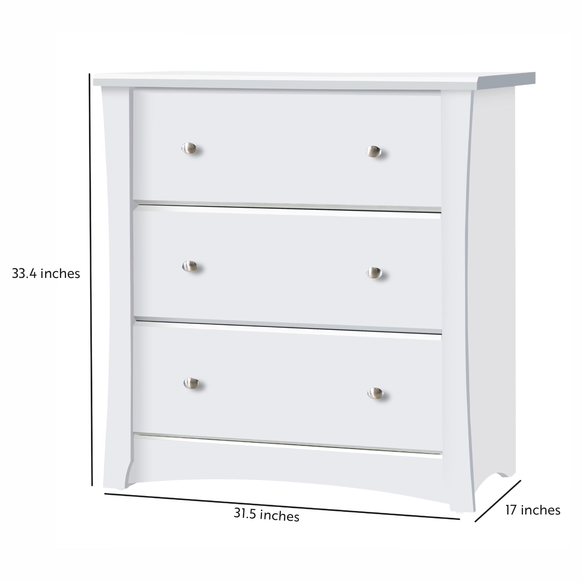 Storkcraft Crescent 3 Drawer Modern Dresser White