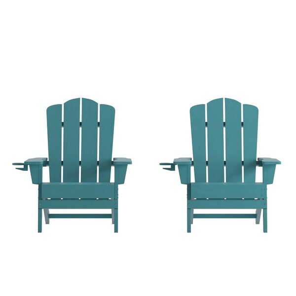 Set of 2 Commercial AllWeather Adirondack Chairs with Cupholders