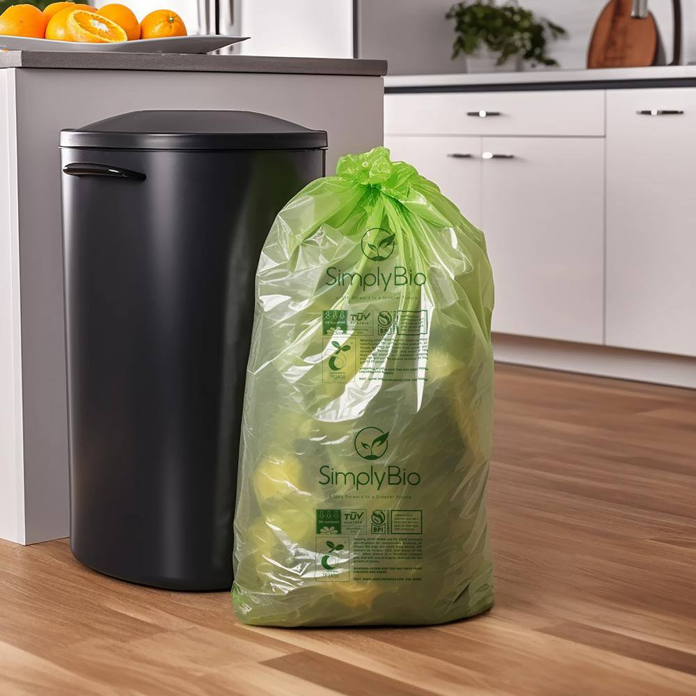 Simply Bio 13 Gal. Compostable Trash Bags with Flat Top Eco-Friendly Heavy-Duty (50-Count) SB-13GAL-F-50PK