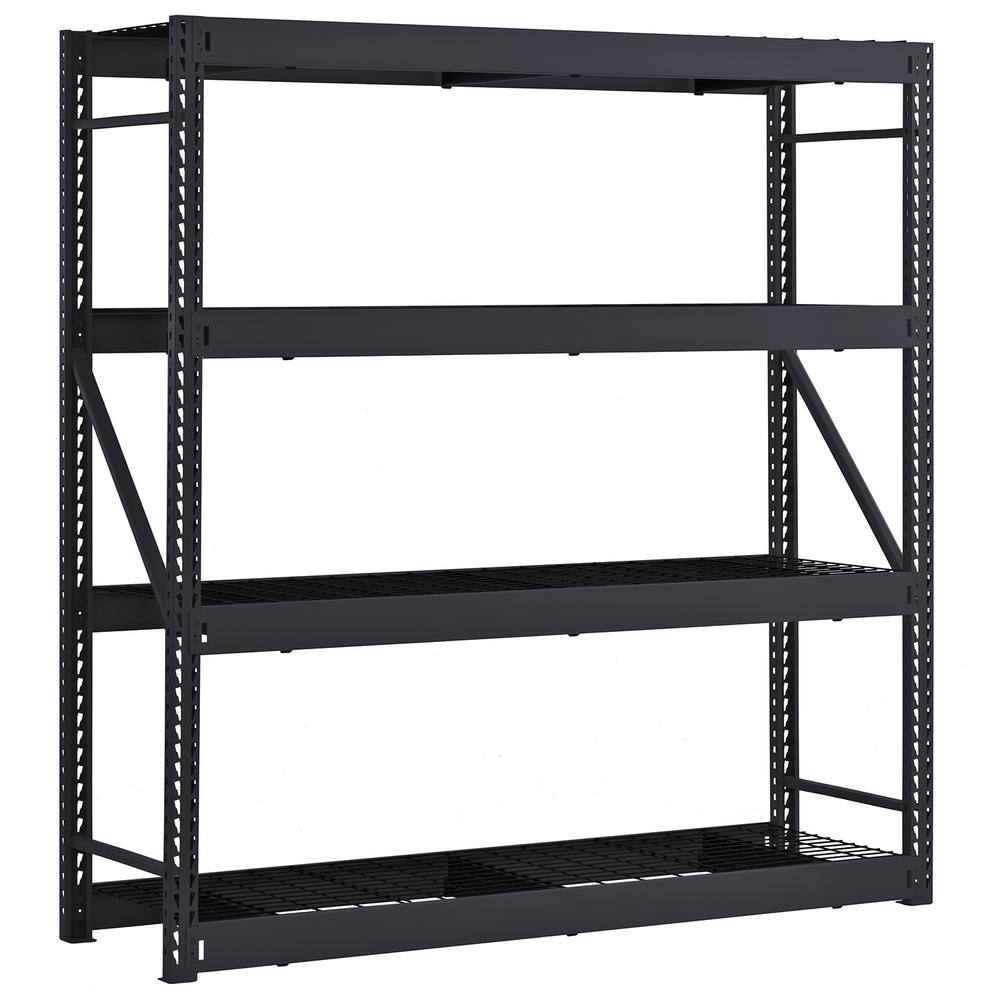 Husky 4-Tier Industrial Duty Steel Freestanding Garage Storage Shelving Unit in Black (77 in. W x 78 in. H x 24 in. D) N2W772478W4B