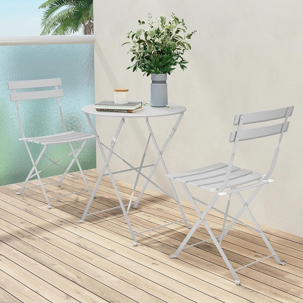 3Piece Bistro Set Folding Outdoor Furniture Sets with Premium Steel Frame Portable Design for Bistro and Balcony