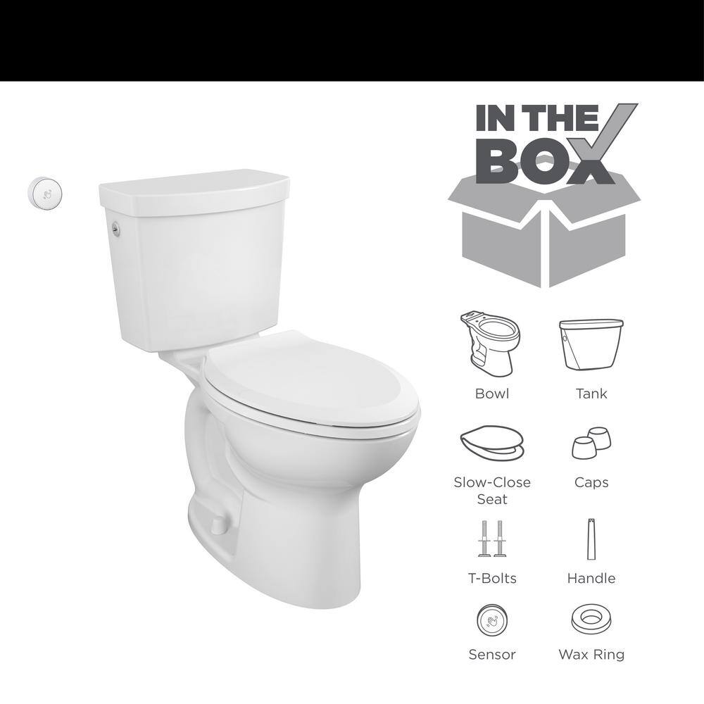 American Standard Cadet Touchless 2-piece 1.28 GPF Single Flush Elongated Toilet in White Seat Included 580AA709.020