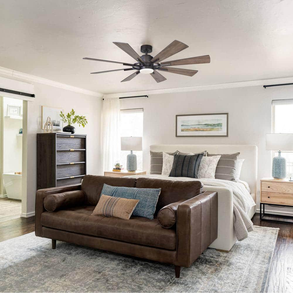 Parrot Uncle Oretha 60 in Windmill 8Blade LED Oilrubbed Bronze Ceiling Fan with Light and Remote Control