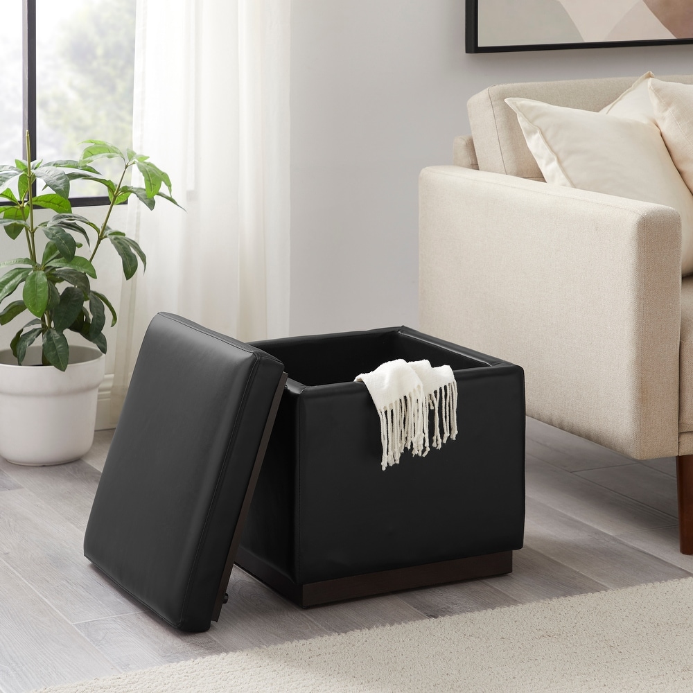 Rue Faux Leather Square Storage Ottoman