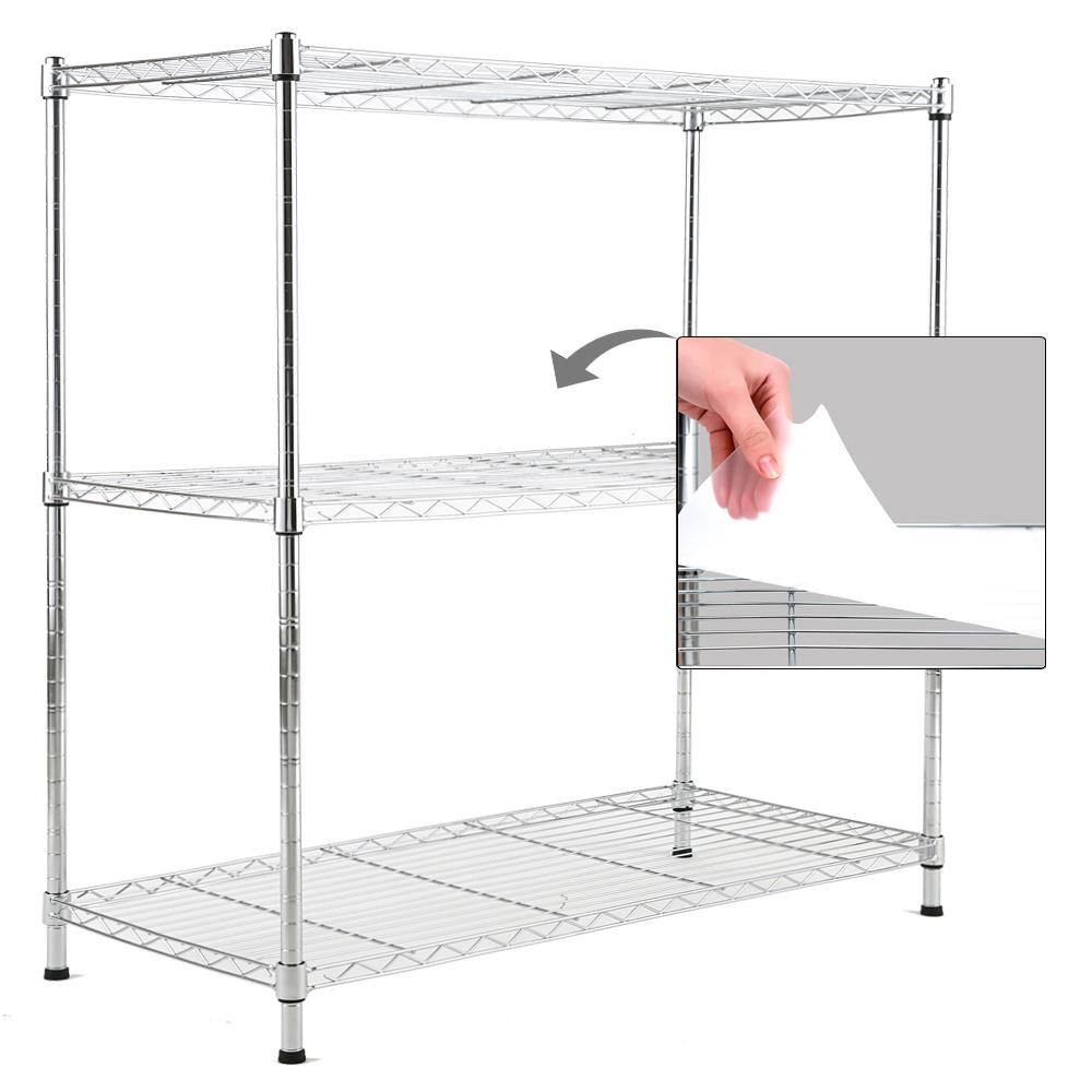 EFINE Chrome 3-Tier Carbon Steel Wire Garage Storage Shelving Unit NSF Certified (36 in. W x 36 in. H x 16 in. D) RL530C