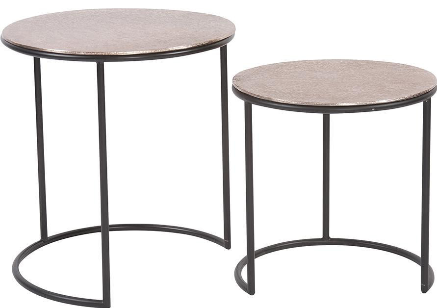 HOWARD ELLIOTT Nesting Tables Nested Industrial Round Textured Copper   Industrial   Coffee Table Sets   by EuroLuxHome  Houzz