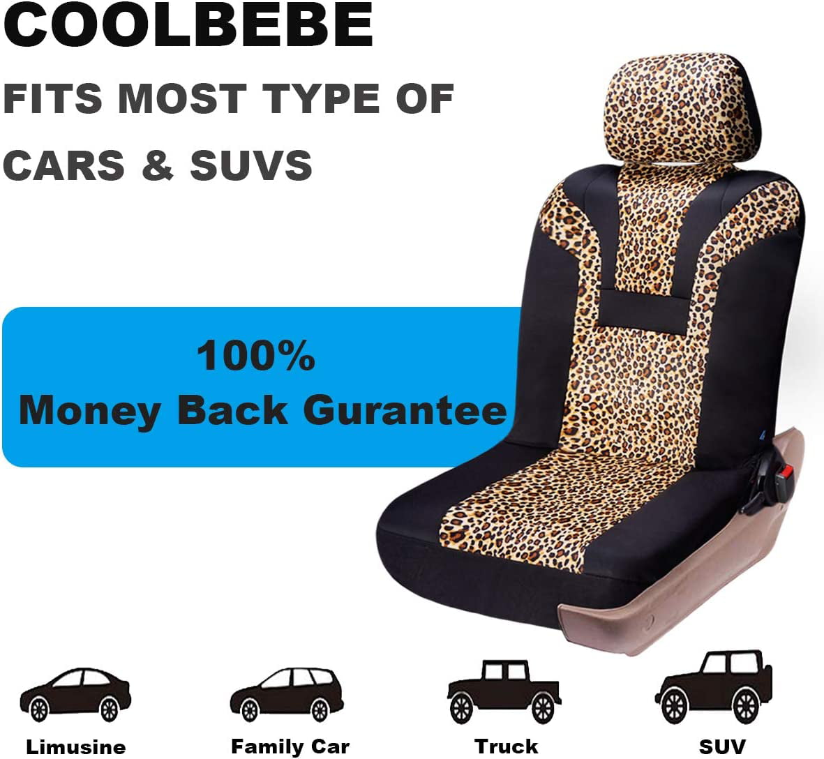 INFANZIA Leopard Car Seat Covers - Cheetah Pattern Integrated Auto Seat Cover Car Protector Interior Accessories， Airbag Compatible， Universal Fits for Cars， SUV， Truck